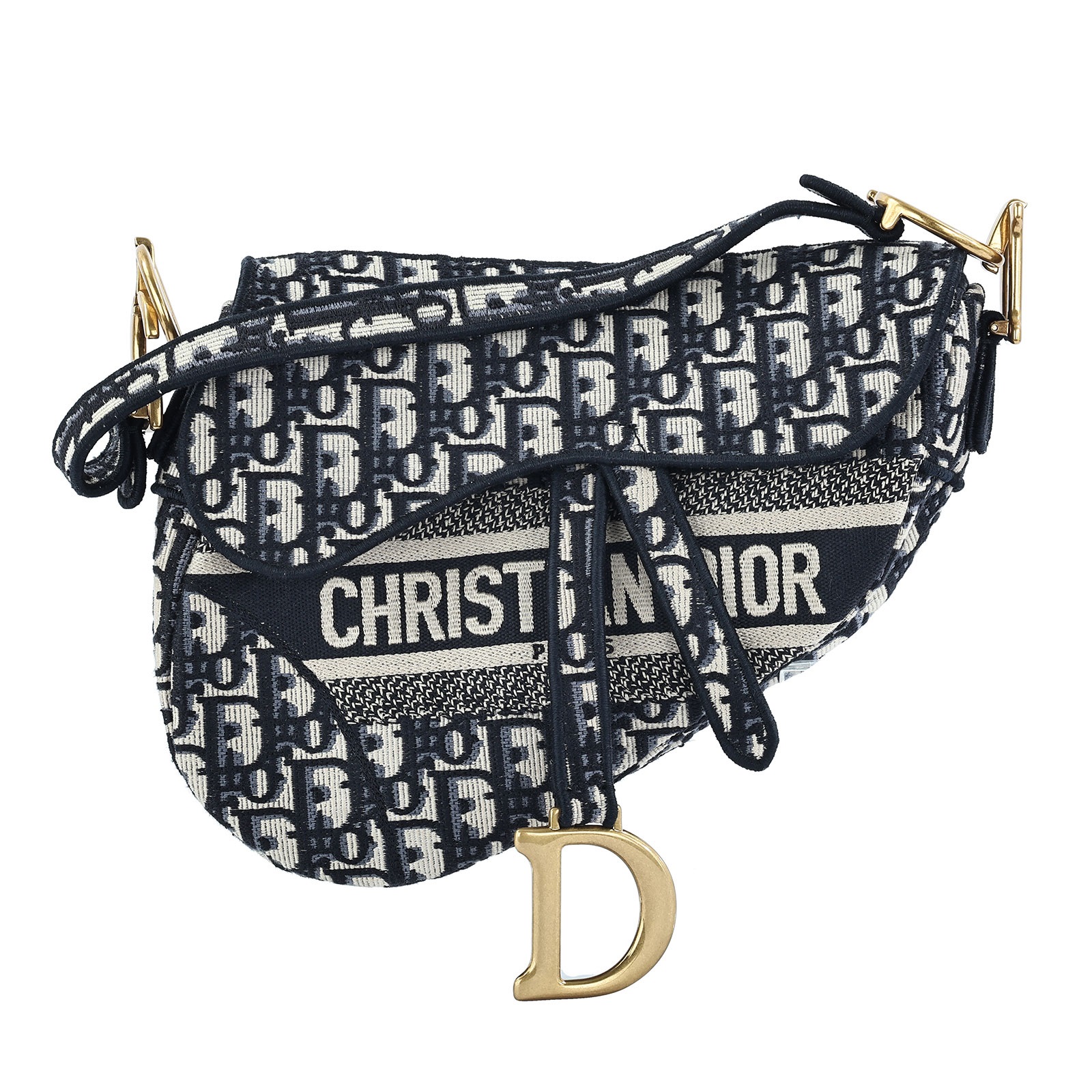 迪奧 CHRISTIAN DIOR Saddle 手提 馬鞍包 M0446CRIW SADDLE藍緹花馬鞍包 原廠盒子/防塵袋/購買證明/保證卡