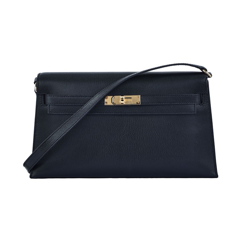 愛馬仕 Hermes Kelly Elan 凱莉包 腋下包 KLELAN B刻 黑金KELLY ELAN 原廠盒子/防塵袋