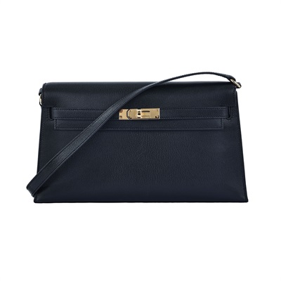 愛馬仕 Hermes Kelly Elan 凱莉包 腋下包 KLELAN B刻 黑金KELLY ELAN 原廠盒子/防塵袋