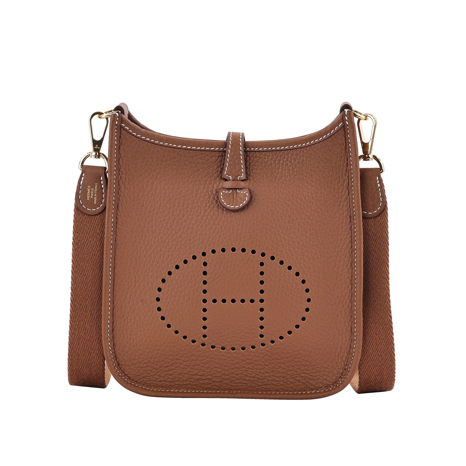 愛馬仕 Hermes Evelyne Bag Mini 伊芙琳包 Evelyne 16 EV16 W刻 金棕MINI EVELYNE 原廠盒子/防塵袋/購買證明