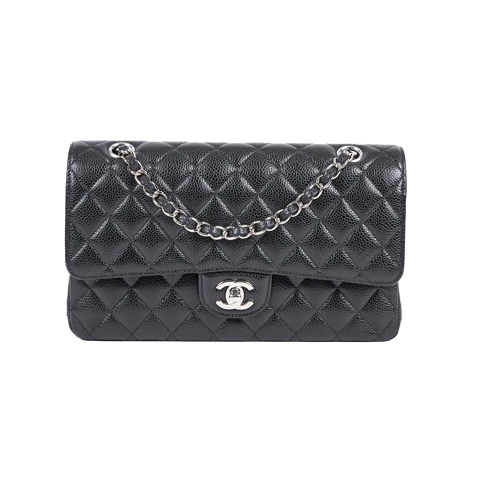 香奈兒 CHANEL CF 經典 口蓋包 A01112 31開黑銀荔枝COCO25 保證卡