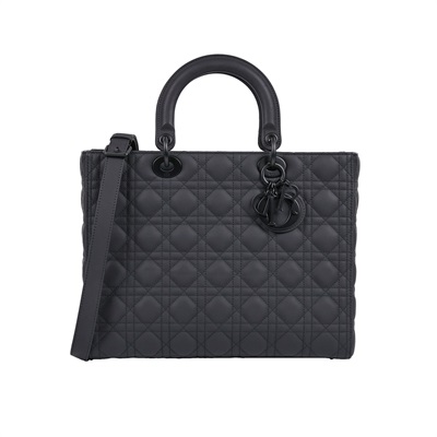 迪奧 CHRISTIAN DIOR Lady Dior 大型 手提 肩背包 啞光  全黑LADY DIOR 保證卡