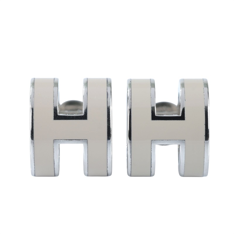 愛馬仕 Hermes Mini Pop H 耳釘 POPHE GD0220 栗子灰銀POP H耳環 原廠盒子/防塵袋