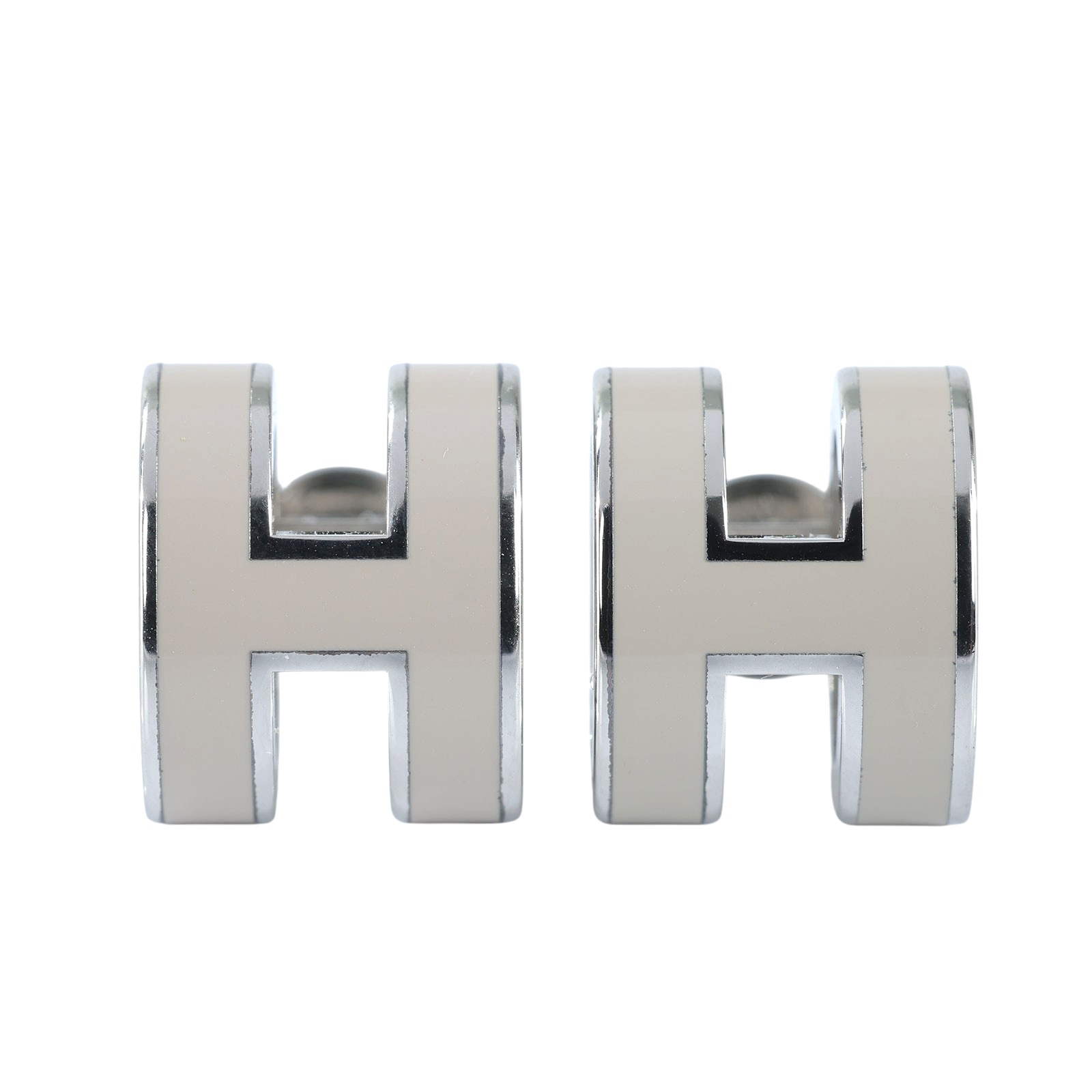 愛馬仕 Hermes Mini Pop H 耳釘 POPHE GD0220 栗子灰銀POP H耳環 原廠盒子/防塵袋