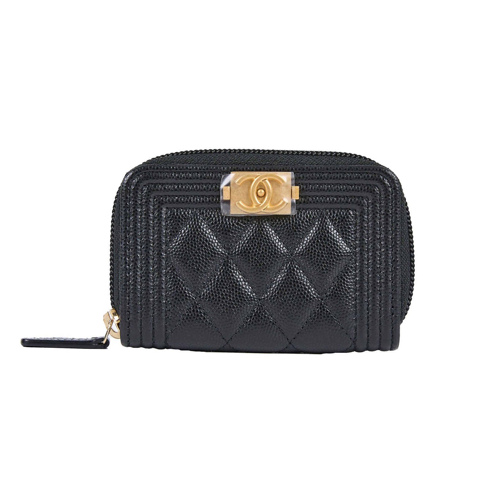 香奈兒 CHANEL BOY 拉鍊 零錢包  BOY拉鍊零錢包 原廠盒子/ 防塵袋/保證卡