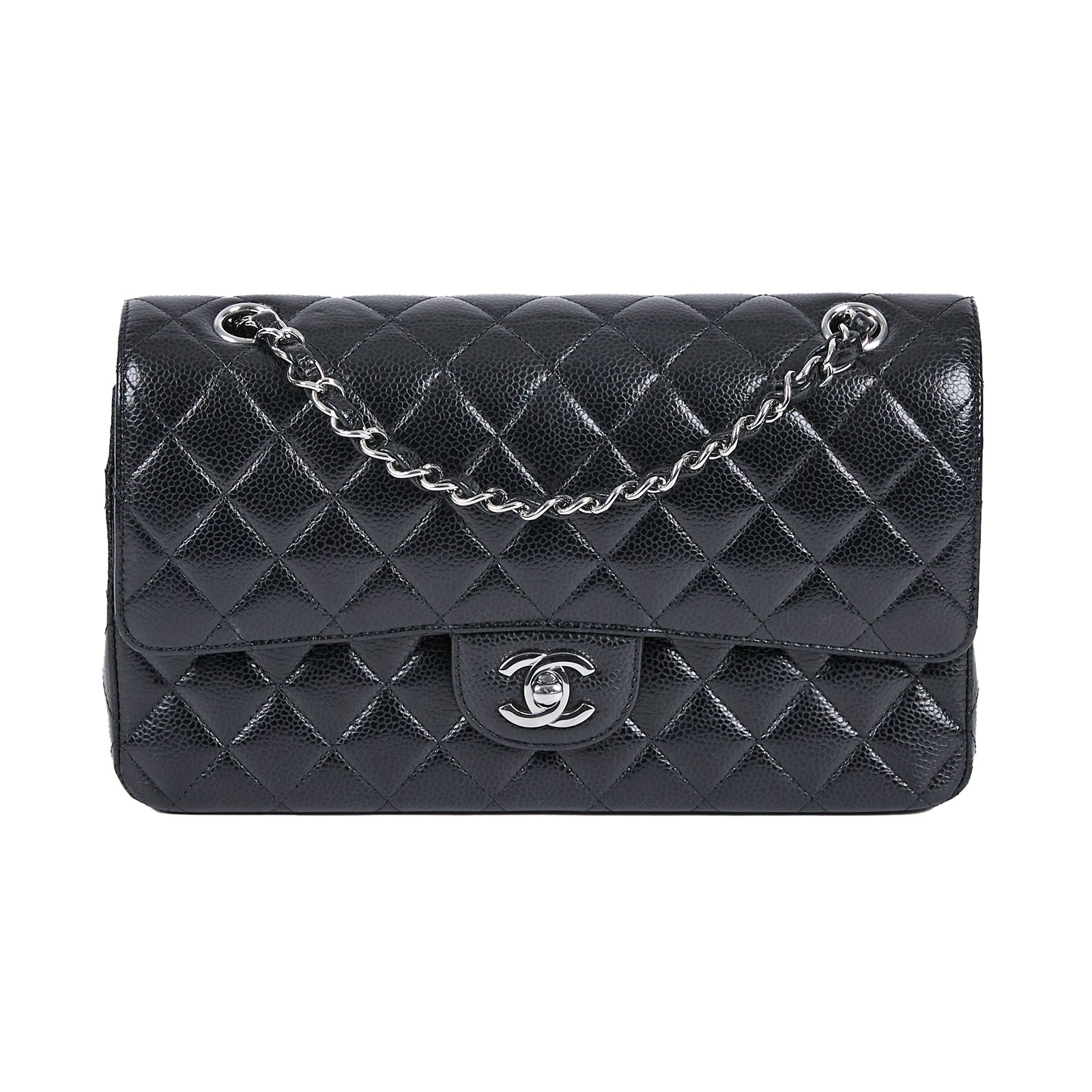 香奈兒 CHANEL CF 經典 11.12 口蓋包 A01112 晶片款 黑銀荔枝coco25 無附屬品