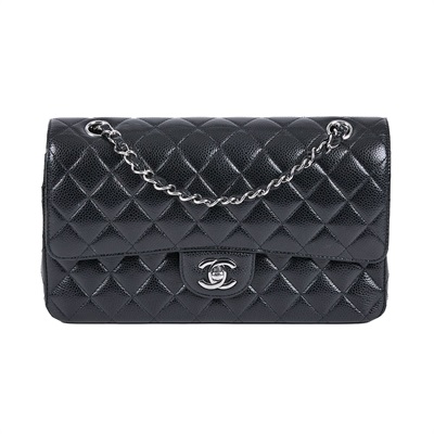 香奈兒 CHANEL CF 經典 11.12 口蓋包 A01112 晶片款 黑銀荔枝coco25 無附屬品