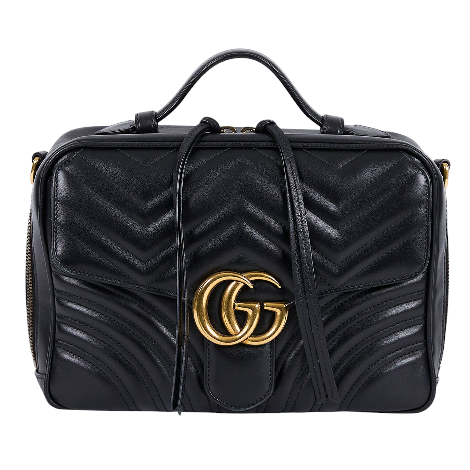 古馳 GUCCI GG Marmont 手提 肩背包 498100 黑MARMONT大相機包 原廠盒子/防塵袋