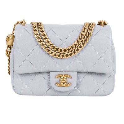 香奈兒 CHANEL Coco 肩背 斜背 口蓋包 AS3829 晶片款 灰愛心季節款方胖 原廠盒子/防塵袋/購買證明