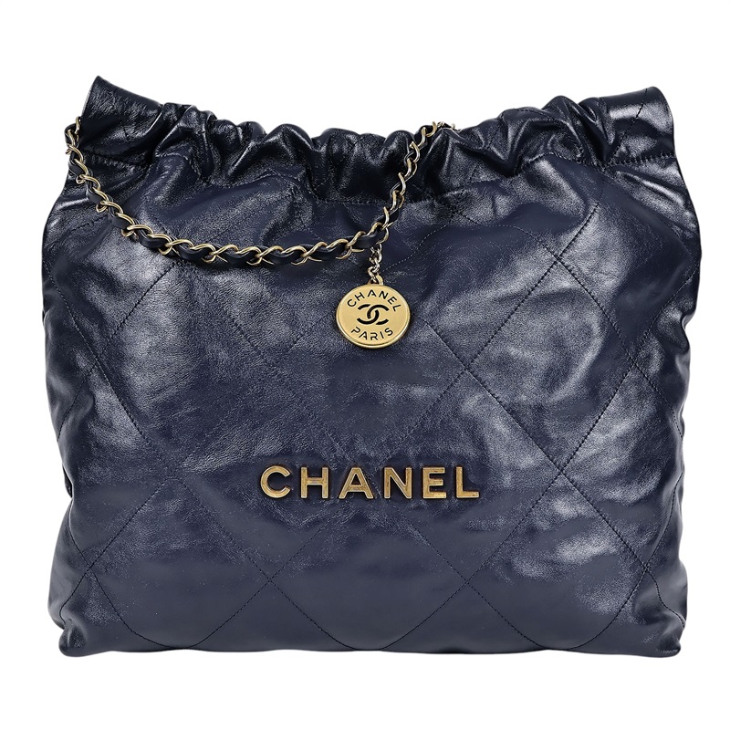 香奈兒 CHANEL 22 中型 束口包  晶片款 深藍22包 原廠盒子/防塵袋