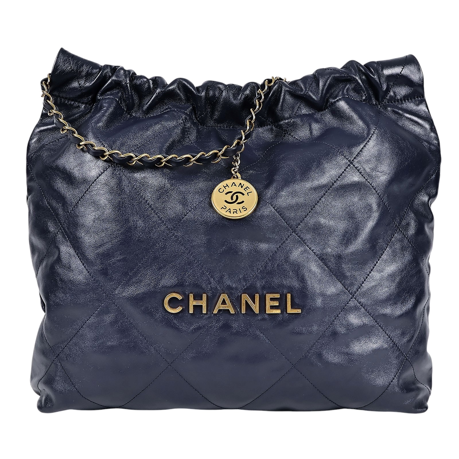 香奈兒 CHANEL 22 中型 束口包  晶片款 深藍22包 原廠盒子/防塵袋