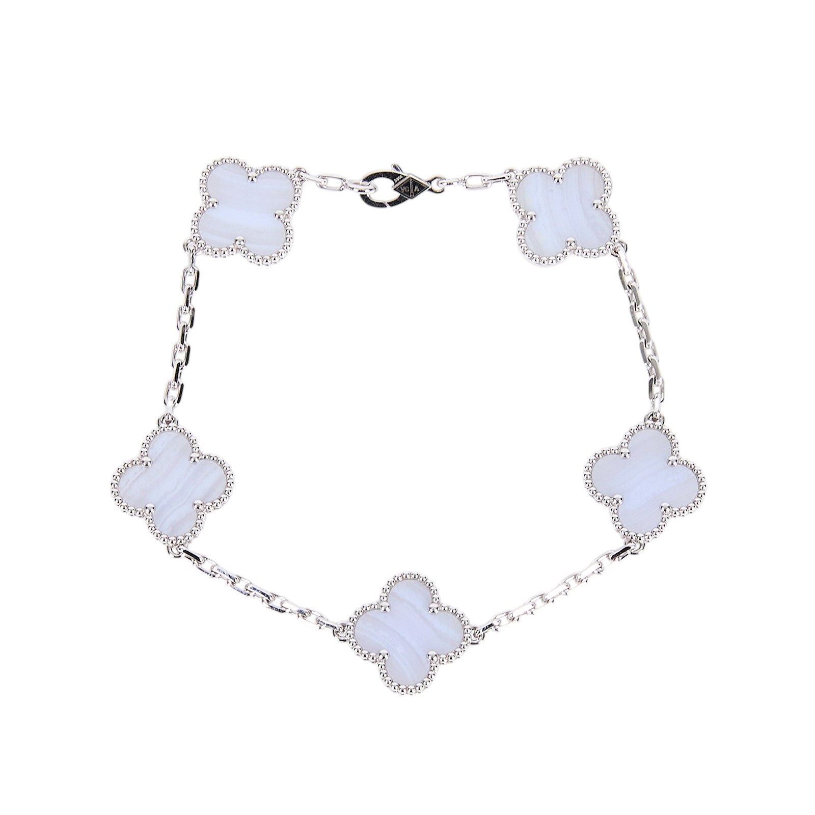 梵克雅寶 Van Cleef & Arpels Vintage Alhambra 手鍊 VCARD34700 藍玉髓五花手鍊 原廠盒子/保書/購買證明