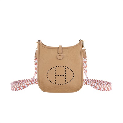 愛馬仕 Hermes Evelyne Bag Mini 伊芙琳包 Evelyne 16 EV16 U刻 芝麻色 MINI EVELYNE 防塵袋