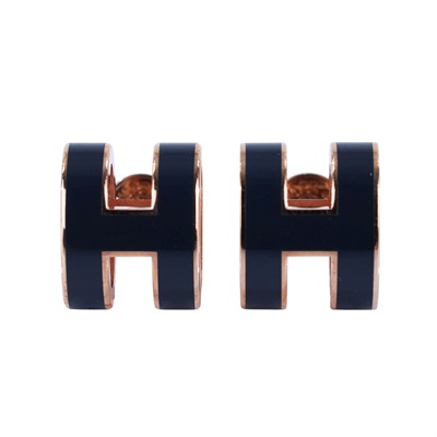 愛馬仕 Hermes Mini Pop H 耳釘 POPHE 深藍MINI POP H耳環 原廠盒子
