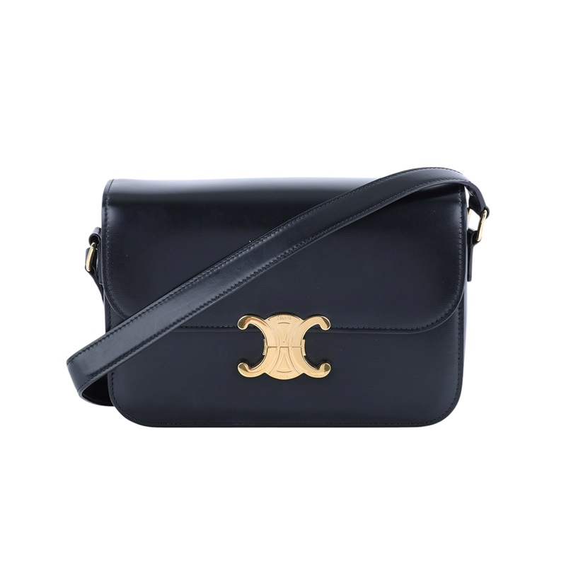 思琳 CELINE 亮面牛皮革 Classique Triomphe 凱旋門 肩背包 187363BF4 黑凱旋TEEN TRIOMPHE 防塵袋