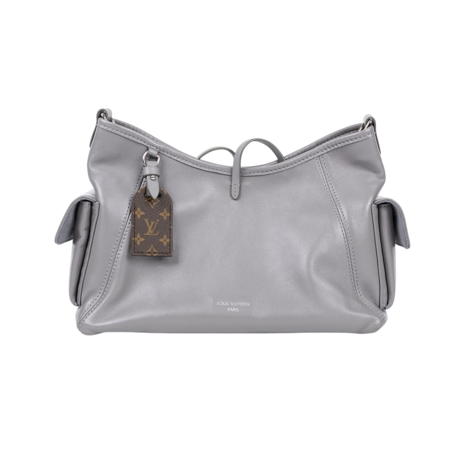 路易威登 LOUIS VUITTON CarryAll Cargo Vibe PM 手提包 灰色 M12579 晶片款  原廠盒子/防塵袋/皮背帶/銀鍊背帶