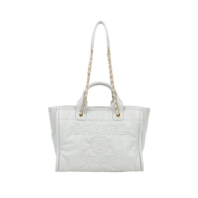 香奈兒 CHANEL 沙灘包 托特包 AS3351 晶片款 灰全皮沙灘包 防塵袋