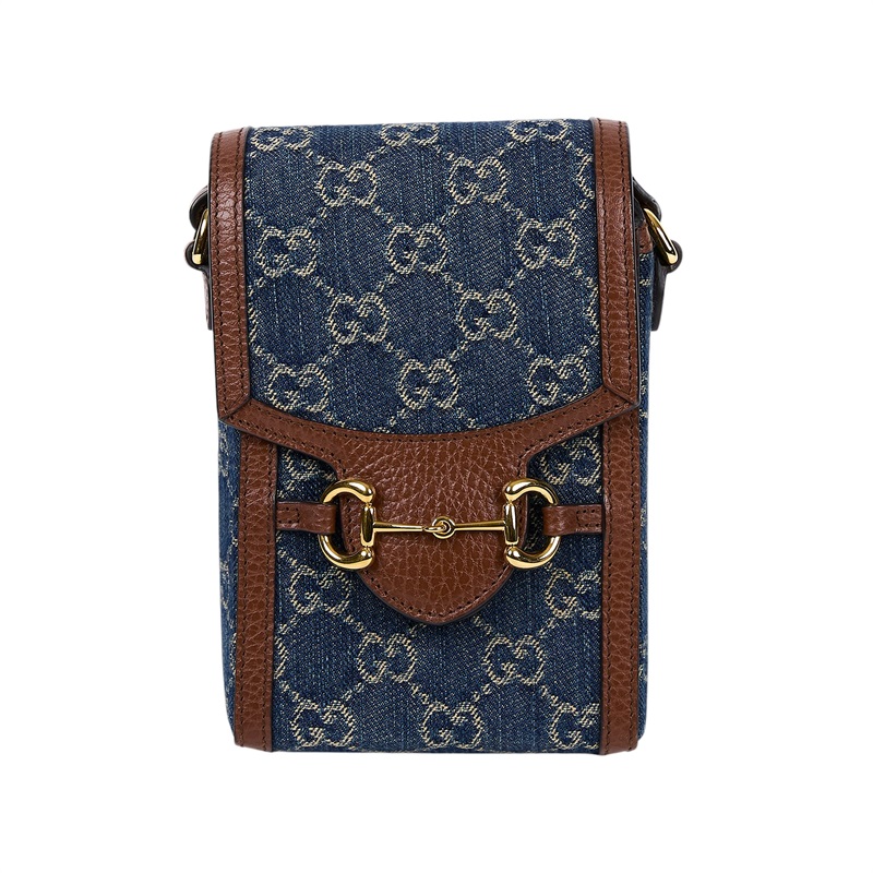 古馳 GUCCI 馬銜扣 1955 迷你袋 625615 藍GG手機包 防塵袋/原廠盒子