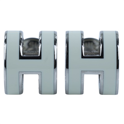 愛馬仕 Hermes Mini Pop H 耳釘 白色 H608002FP49 ST0203 白銀MINI POP H耳環 原廠盒子/防塵袋