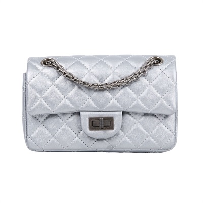 香奈兒 CHANEL 2.55 迷你 口蓋包 AS0874 晶片款 銀色2.55 20CM 無附屬品