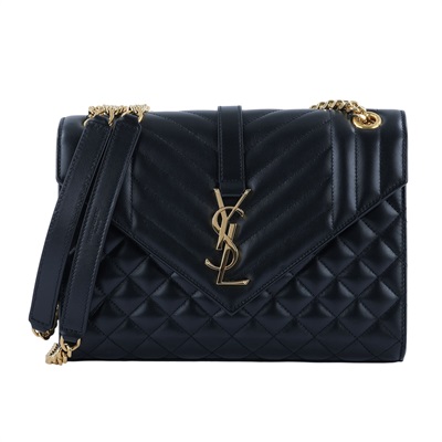 聖羅蘭 YSL SAINT LAURENT Envelope 粒面絎縫皮革 中型 信封袋 600185BOW91 黑金學院包 防塵袋