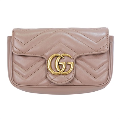 古馳 GUCCI GG Mormont 絎縫 超迷你袋 476433 DTDCT 棕色MARMONT MINI鍊包 防塵袋/原廠盒子