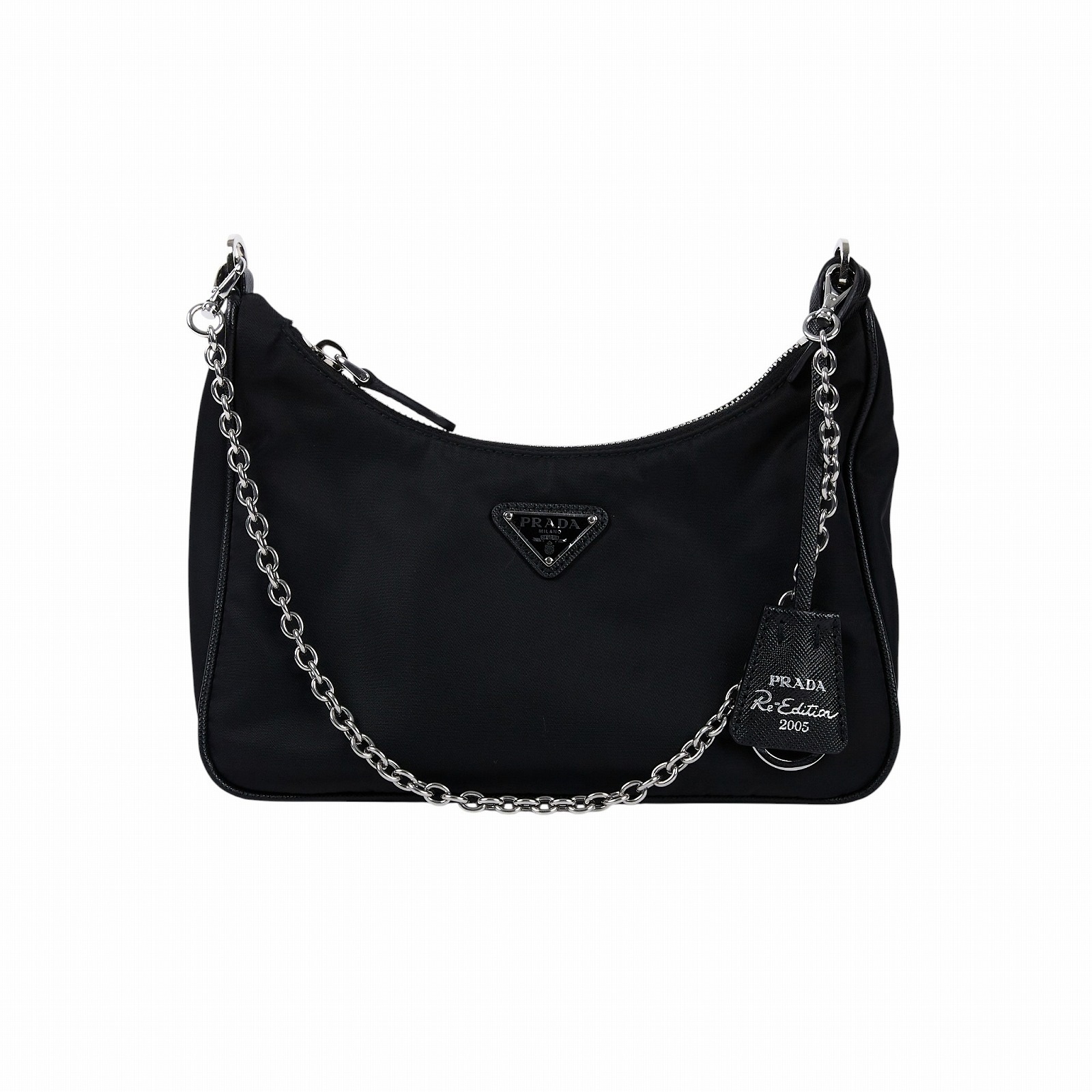 普拉達 PRADA Re-Edition 2005 Re-Nylon 手袋 1BH204_R064 黑銀三合一尼龍肩背包 無附屬品