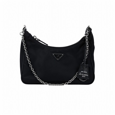 普拉達 PRADA Re-Edition 2005 Re-Nylon 手袋 1BH204_R064 黑銀三合一尼龍肩背包 無附屬品