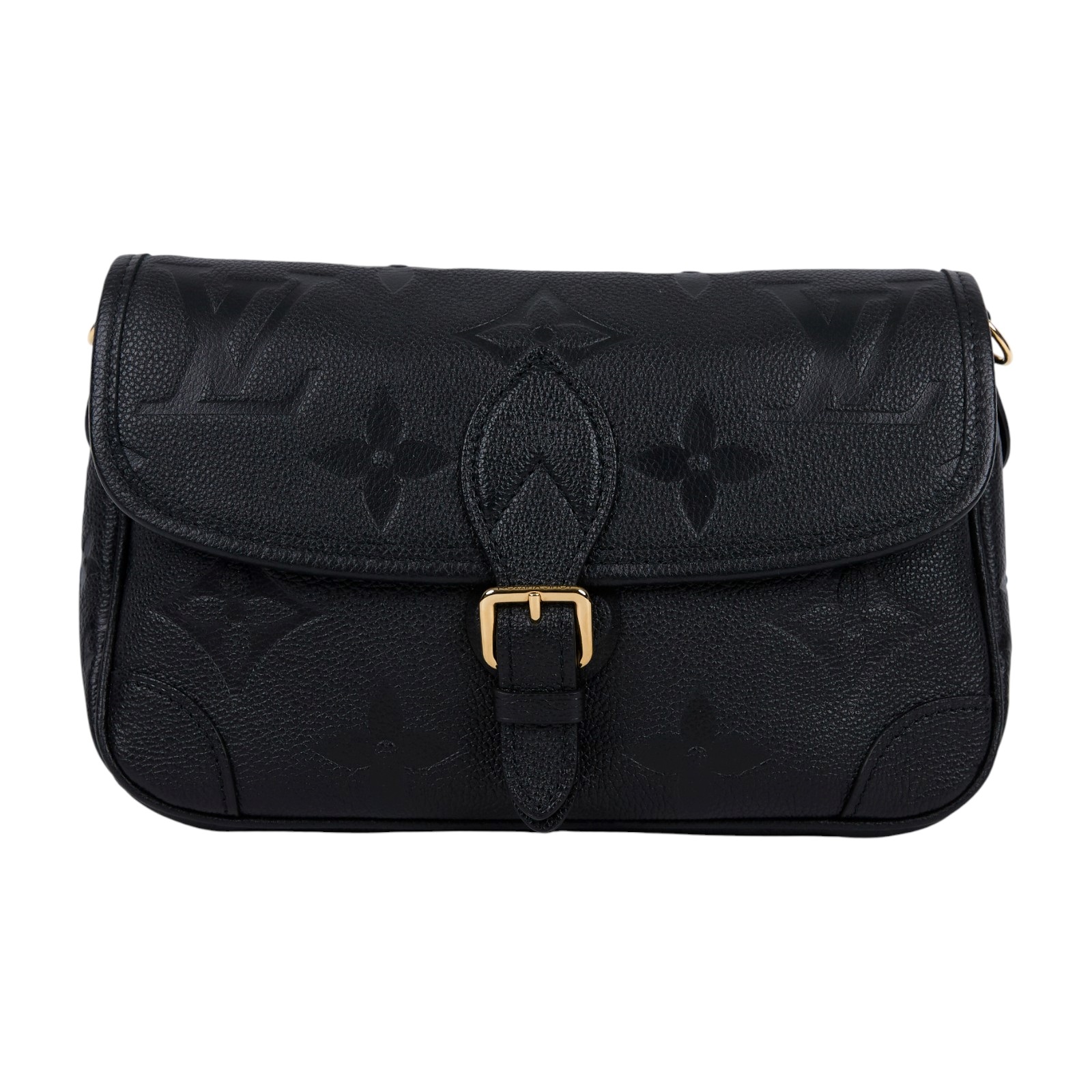 路易威登 LOUIS VUITTON Diane 腋下包法棍 單肩背包 黑色 M46386 晶片款 黑大原花壓紋DIANE 防塵袋