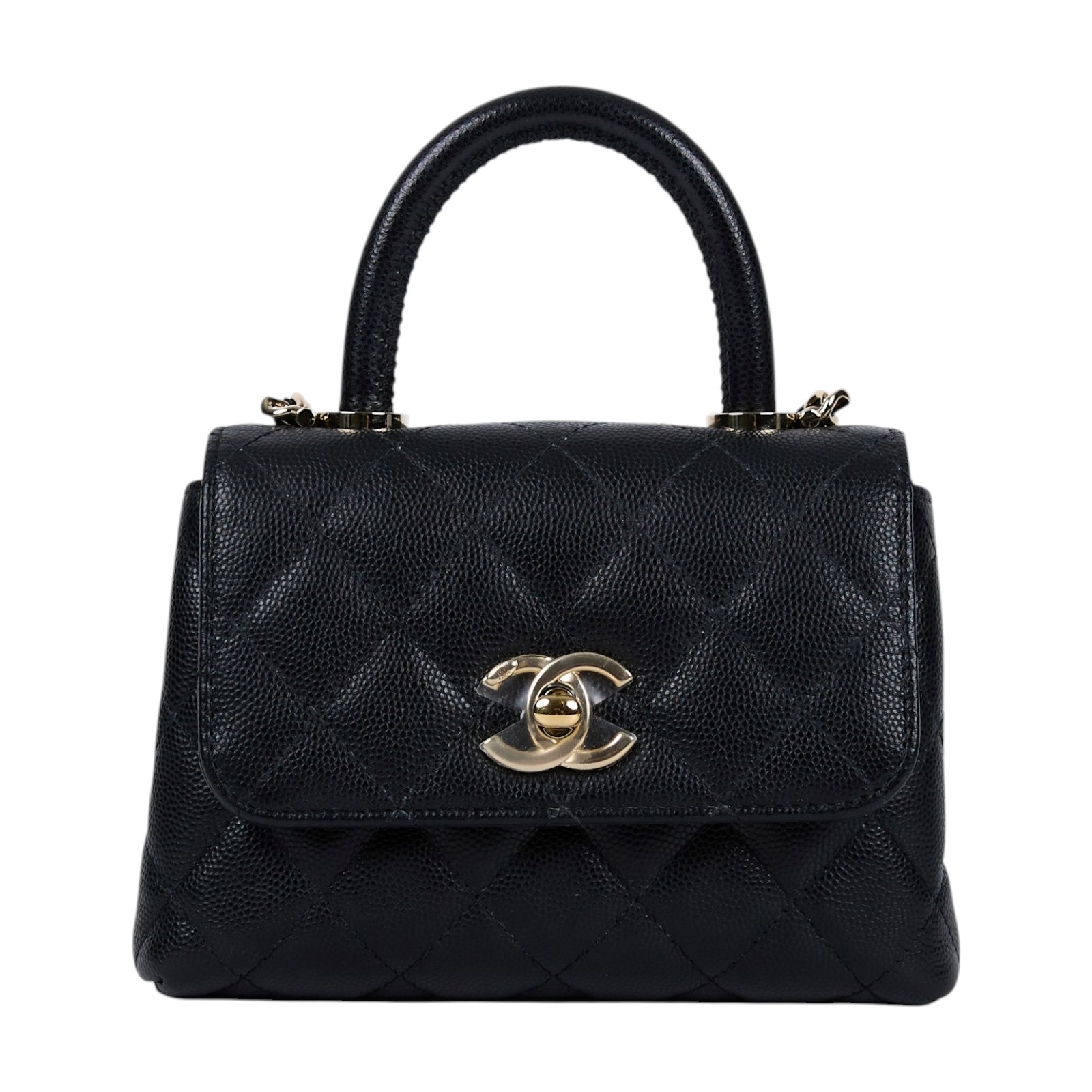 香奈兒 CHANEL COCO Handle 手提包 斜背包 口蓋包 AP4244 B05061 晶片款 黑金荔枝COCO HANDLE MICRO 原廠盒子/防塵袋/購買證明