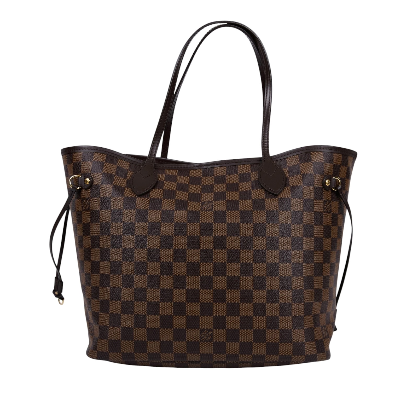 路易威登 LOUIS VUITTON Neverfull MM  棕棋盤格 肩背 購物袋 櫻桃紅內襯 N40599  防塵袋/內袋