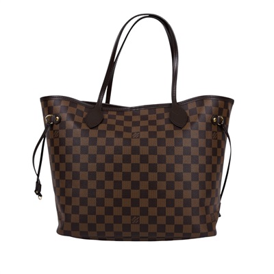 路易威登 LOUIS VUITTON Neverfull MM  棕棋盤格 肩背 購物袋 櫻桃紅內襯 N40599  防塵袋/內袋
