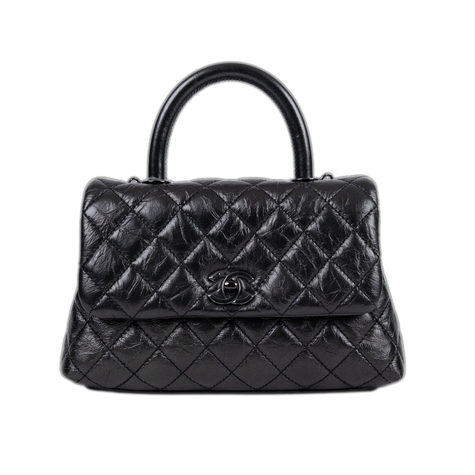 香奈兒 CHANEL Handle 24 手提 口蓋包  29開黑油蠟皮HANDLE24 背帶/原廠盒子/防塵袋/保證卡