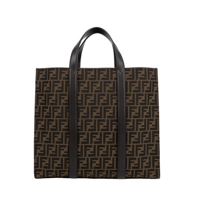 芬迪 FENDI Jacquard FF 手提包 肩背包 7VA390AG0M 棕FF大托特包 2WAY 防塵袋/背帶