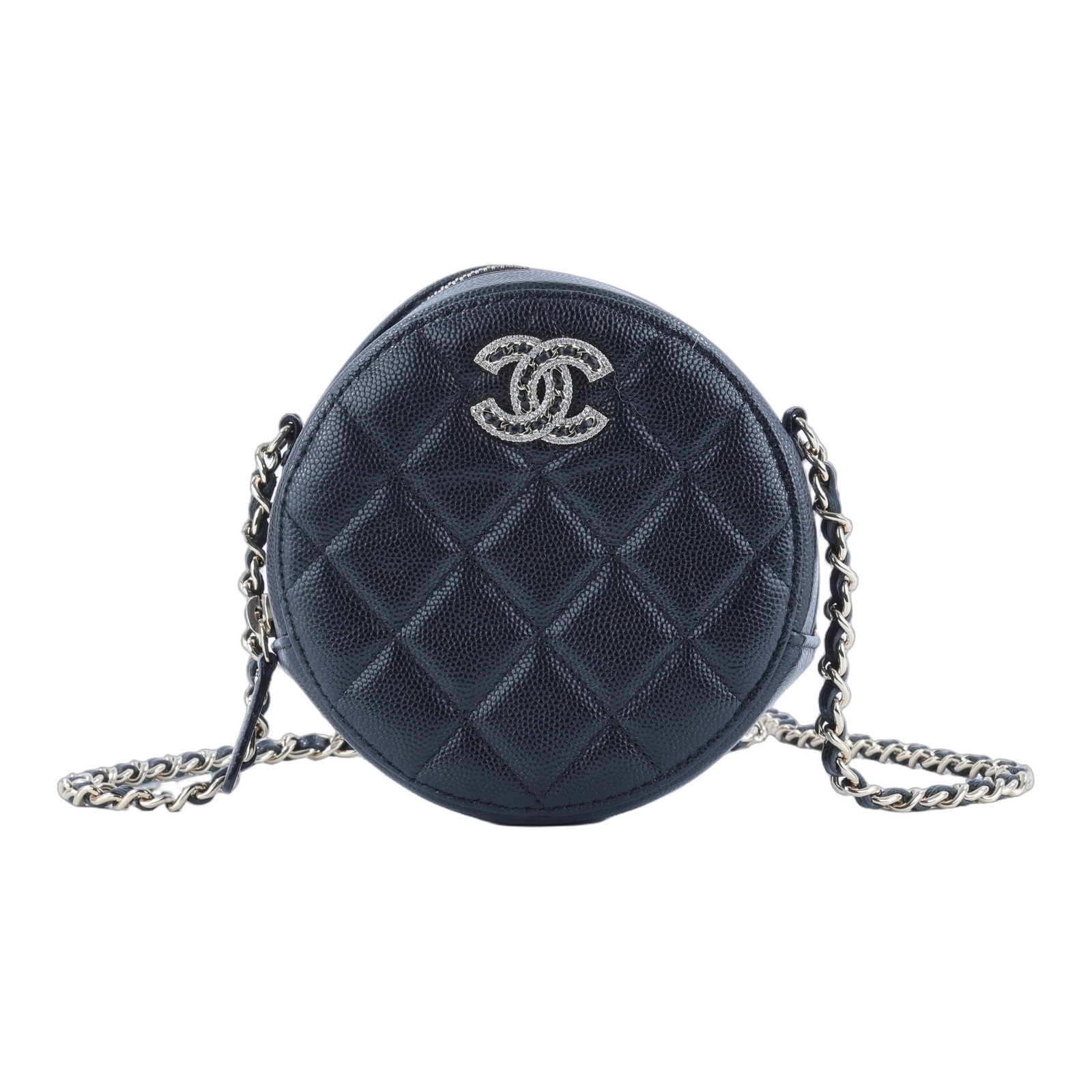 香奈兒 CHANEL 19 荔枝皮 肩背 斜背 水鑽 圓餅包 AP2736 B08043 黑荔枝水鑽圓餅包 原廠盒子/防塵袋/保證卡/購買證明
