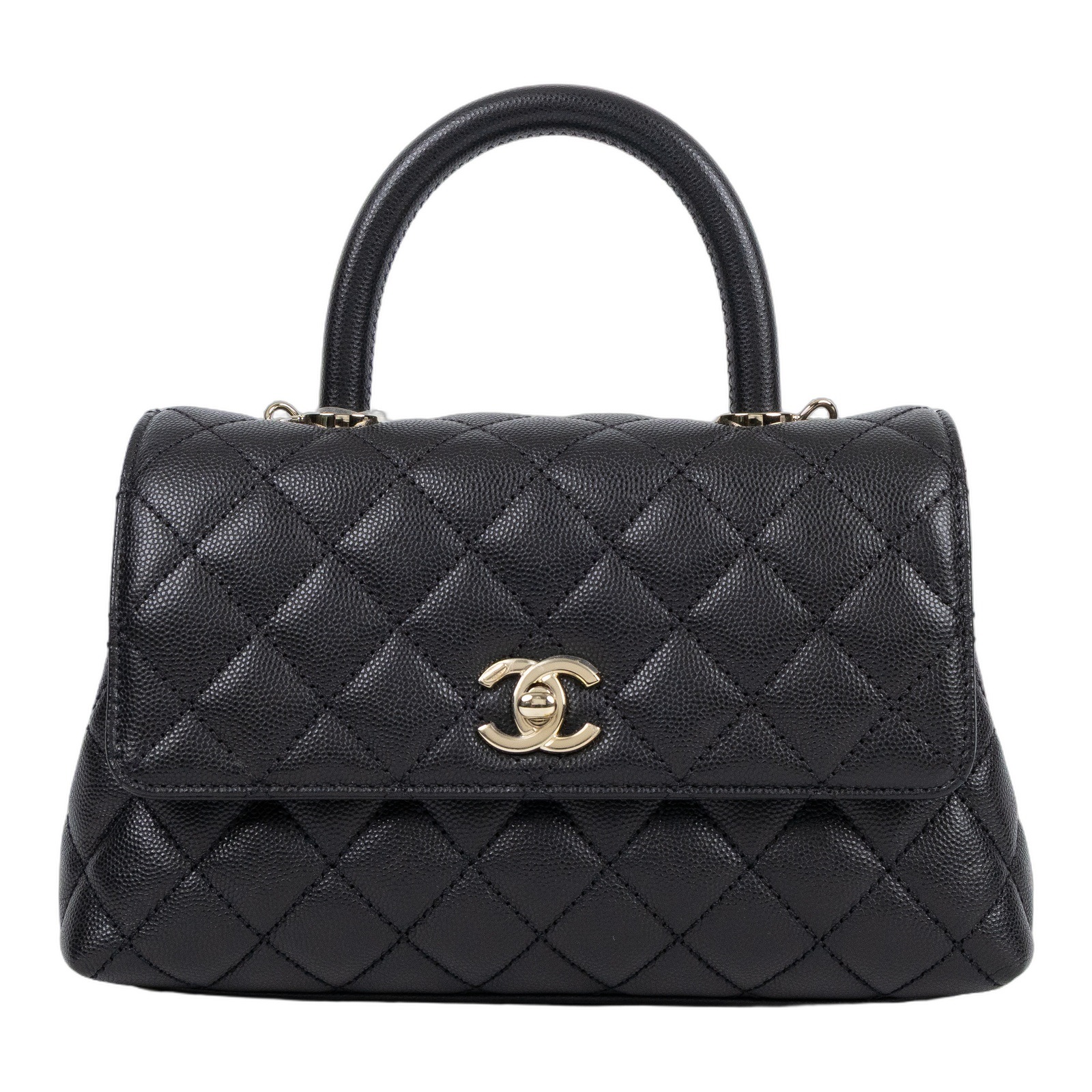 香奈兒 CHANEL Handle 24 手提 口蓋包 A92990 晶片款 黑荔枝HANDLE24 背帶