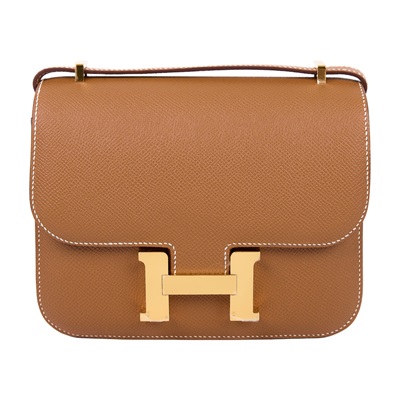 愛馬仕 Hermes Constance Bag 康康包 MIni 18  金色五金 金棕色 H083905CC37 /G AC 376 CI  原廠盒子/防塵袋/國外購買證明/鏡子