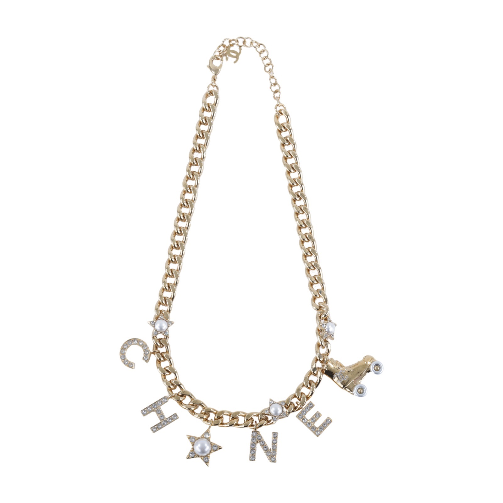 香奈兒 CHANEL CC LOGO 項鍊 C24 C 水鑽LOGO溜冰鞋項鍊 無附屬品