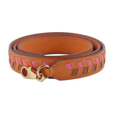 愛馬仕 Hermes Tressage 包包 背帶 肩帶  C FM 009 PM C刻 粉棕橘色編織背帶 無附屬品