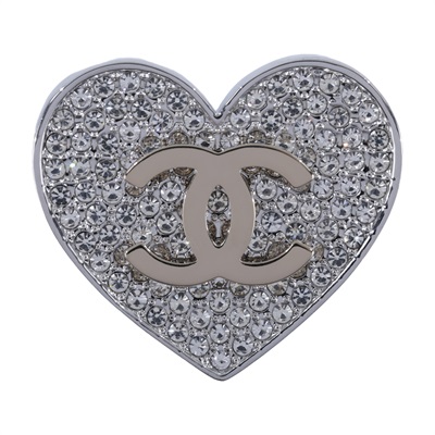 香奈兒 CHANEL CC LOGO 胸針 ABH093 B23743B26 P 銀色愛心水鑽胸針 無附屬品