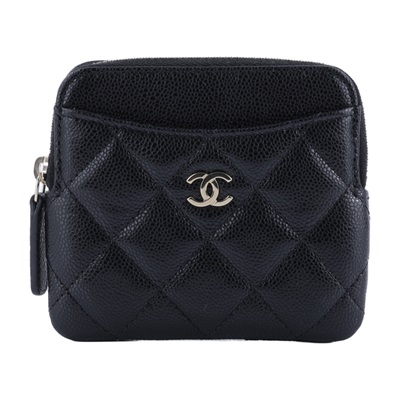 香奈兒 CHANEL CC Logo 5卡 拉鍊 零錢包 AP2061 晶片款 黑荔枝吐司零錢包 原廠盒子/防塵袋/國外購買證明