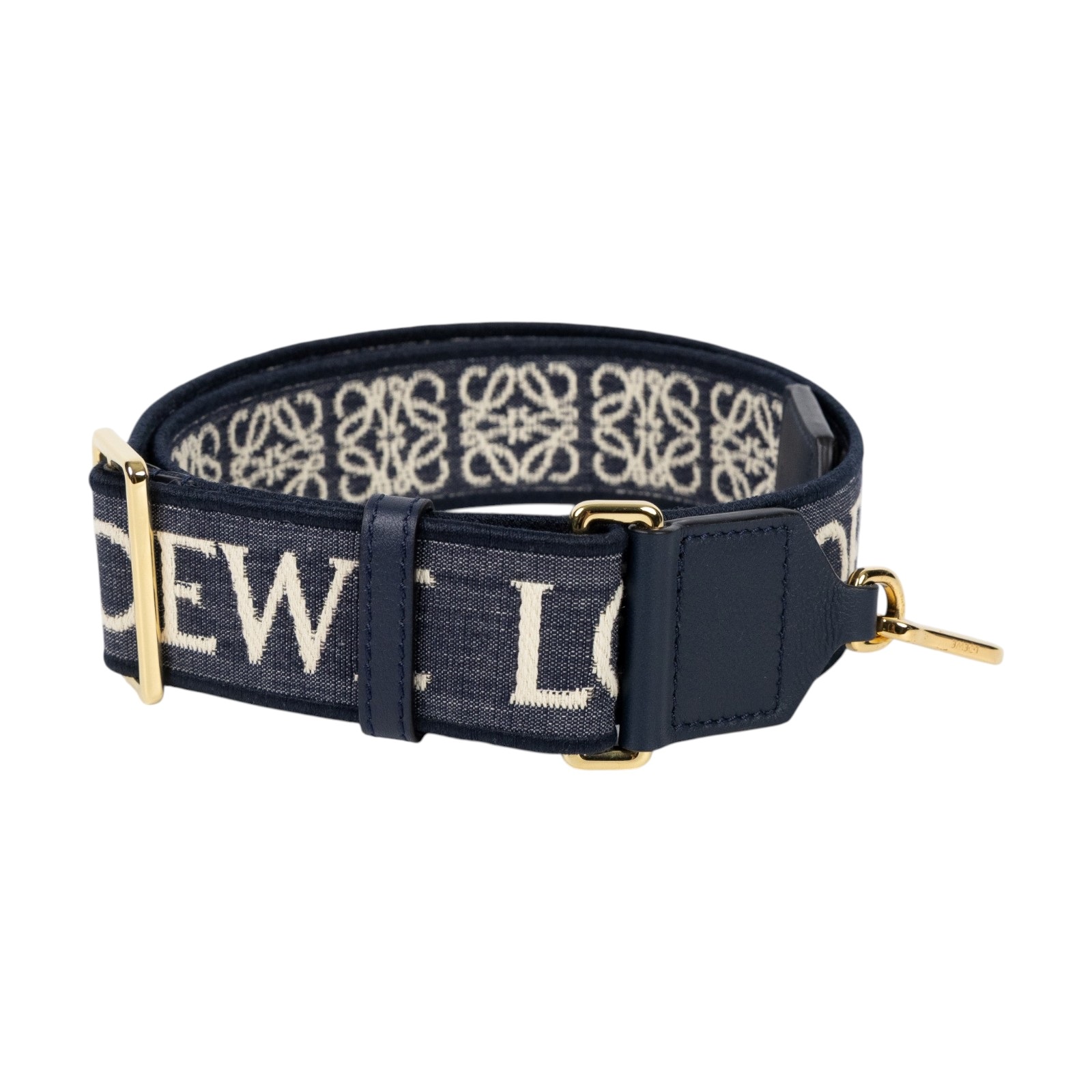 羅意威 LOEWE 緹花織 小牛皮 Anagram 肩帶 背帶 C886T90X01 深藍Anagram緹花背帶 防塵袋
