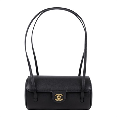 香奈兒 CHANEL preppy coco 小型 CF 口蓋包 晚宴包 肩背包 AS6143 B23483 晶片款 黑金荔枝PREPPY COCO圓筒包 小號 原廠盒子/防塵袋/購買證明