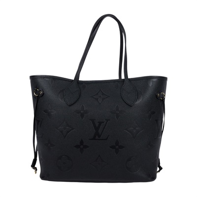 路易威登 LOUIS VUITTON Neverfull MM 手提 托特包 壓花牛皮 黑色 M45685 晶片款  防塵袋/內袋