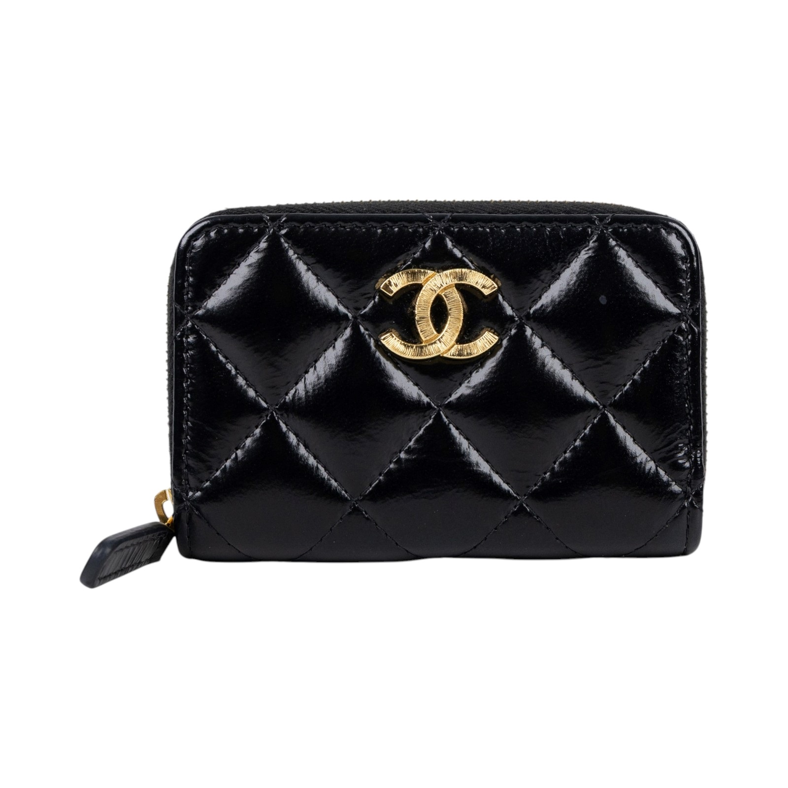 香奈兒 CHANEL CC LOGO 零錢包 卡包 錢包 AP4262 晶片款 黑金油蠟拉鍊卡包 無附屬品
