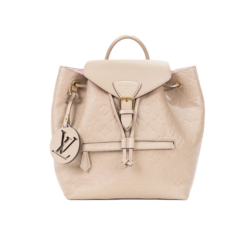 路易威登 LOUIS VUITTON Montsouris 後背包 M45410 晶片款 米灰壓紋後背包 防塵袋