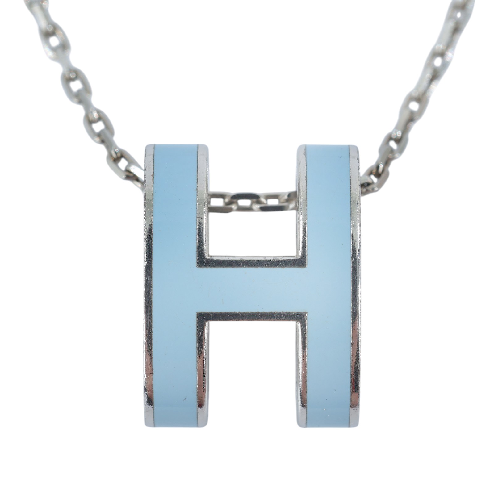 愛馬仕 Hermes Pop H 墜飾 POPHP  藍POP H項鍊 原廠盒子