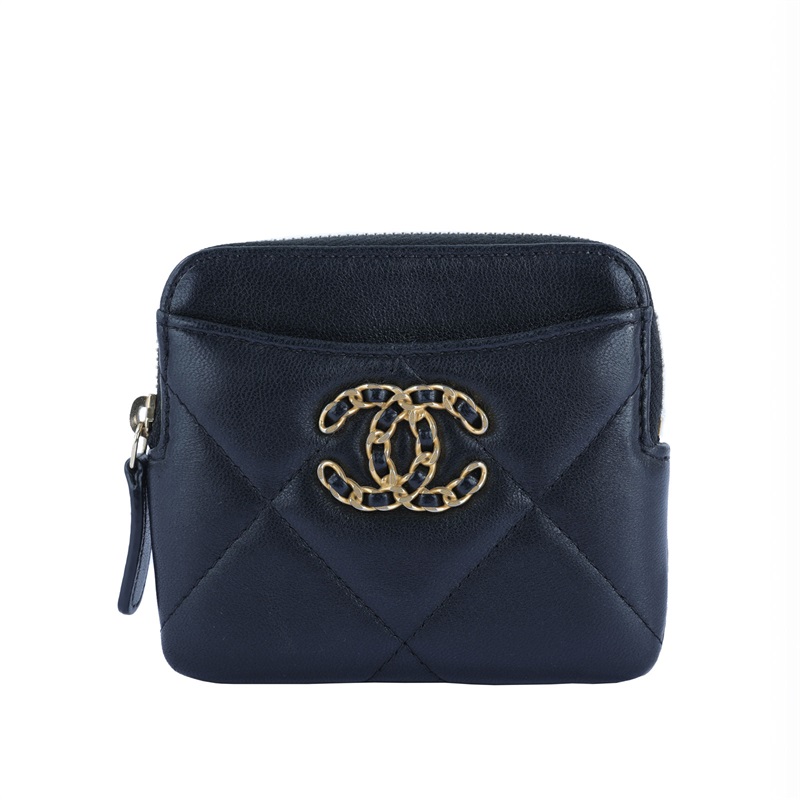 香奈兒 CHANEL 19 菱格紋 拉鍊零錢包 AP2086 晶片款 黑19吐司零錢包 原廠盒子/防塵袋