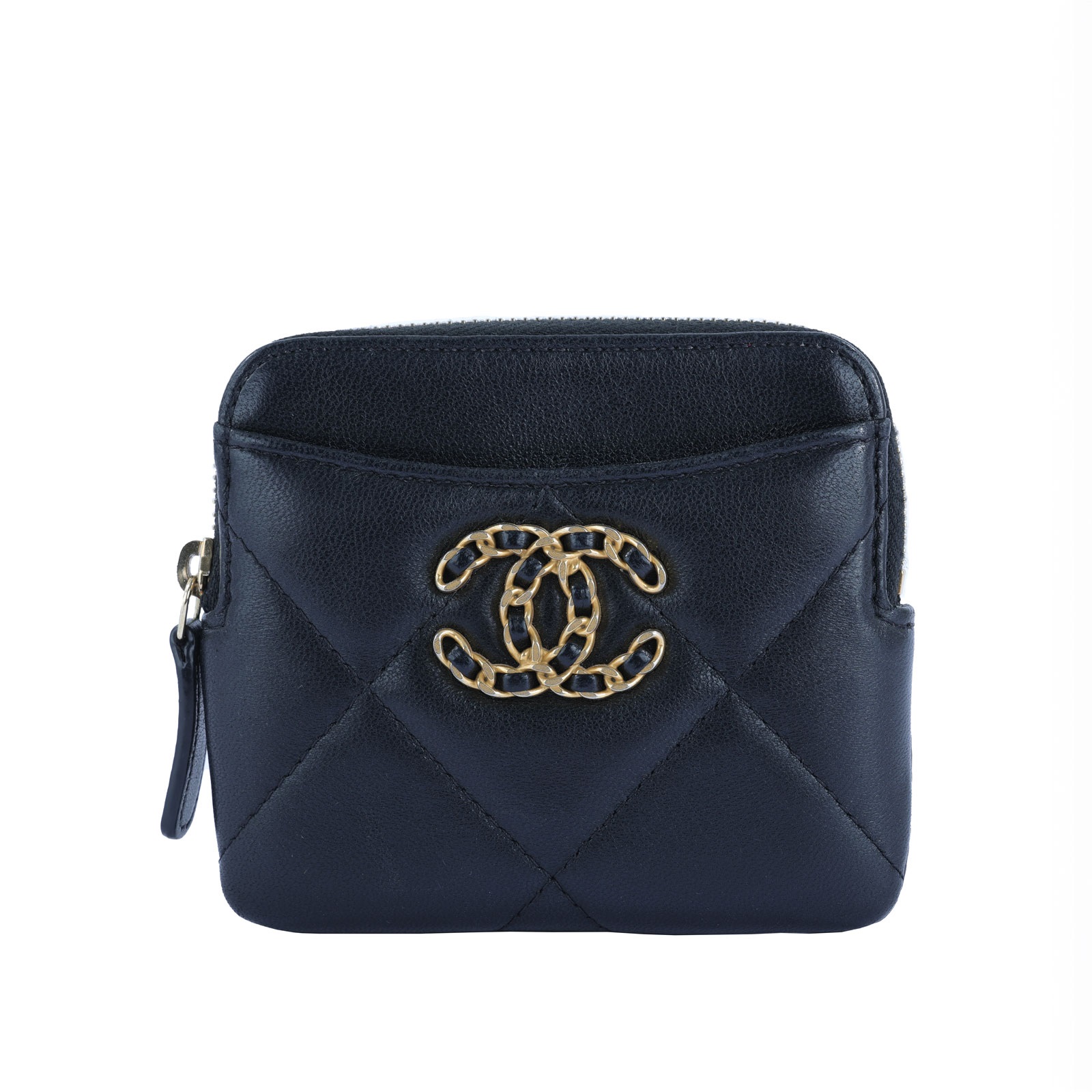 香奈兒 CHANEL 19 菱格紋 拉鍊零錢包 AP2086 晶片款 黑19吐司零錢包 原廠盒子/防塵袋