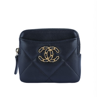 香奈兒 CHANEL 19 菱格紋 拉鍊零錢包 AP2086 晶片款 黑19吐司零錢包 原廠盒子/防塵袋